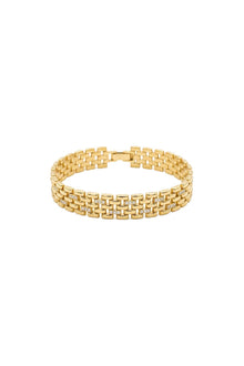 Timeless Collection Zirkon Taşlı Çelik Üzeri Altın Kaplama Örgü Link Bileklik