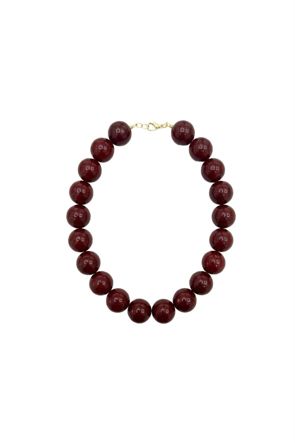 MOD Collection Büyük Boncuklu Renkli Kolye - Bordo