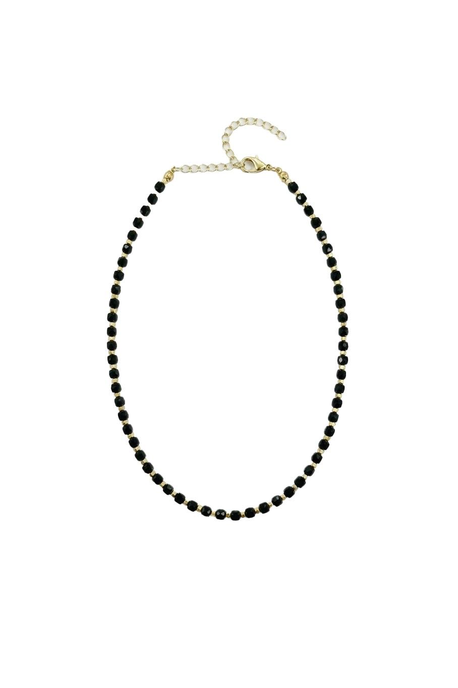 Bijou Collection Mini Kare Taşlı Gold Detaylı Kolye - Siyah