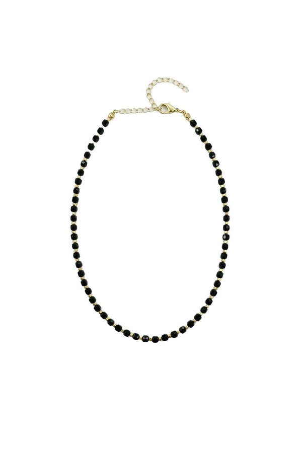 Bijou Collection Mini Kare Taşlı Gold Detaylı Kolye - Siyah
