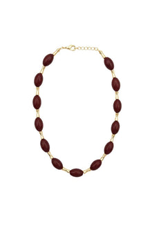 Sienna Collection Ahşap Oval Boncuklu Gold Detaylı Kolye