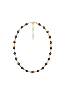 Bamboo Collection Kahverengi Boncuk Detaylı Metal Kolye - Gold