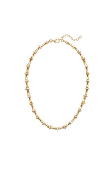 Bamboo Collection Krem Boncuk Detaylı Metal Kolye - Gold