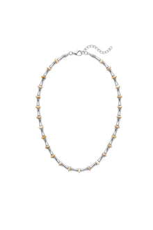 Bamboo Collection Krem Boncuk Detaylı Metal Kolye - Gümüş