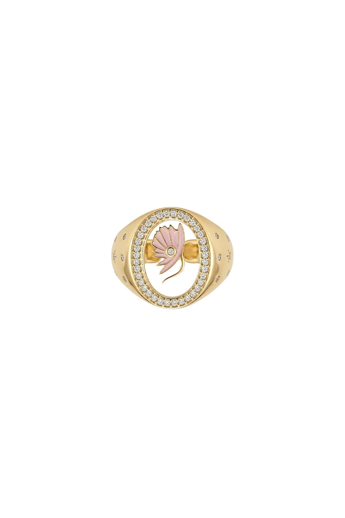 Mystic Icons Collection Pembe Kanat Figürlü Zirkon Taşlı Yüzük ( Ayarlanabilir )