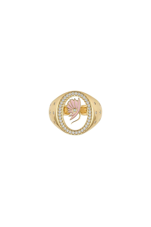 Mystic Icons Collection Pembe Kanat Figürlü Zirkon Taşlı Yüzük ( Ayarlanabilir )