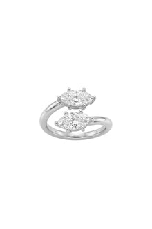 Twin Marquise Zirkon Taşlı Çelik Üzeri Altın Kaplama Yüzük ( Ayarlanabilir )