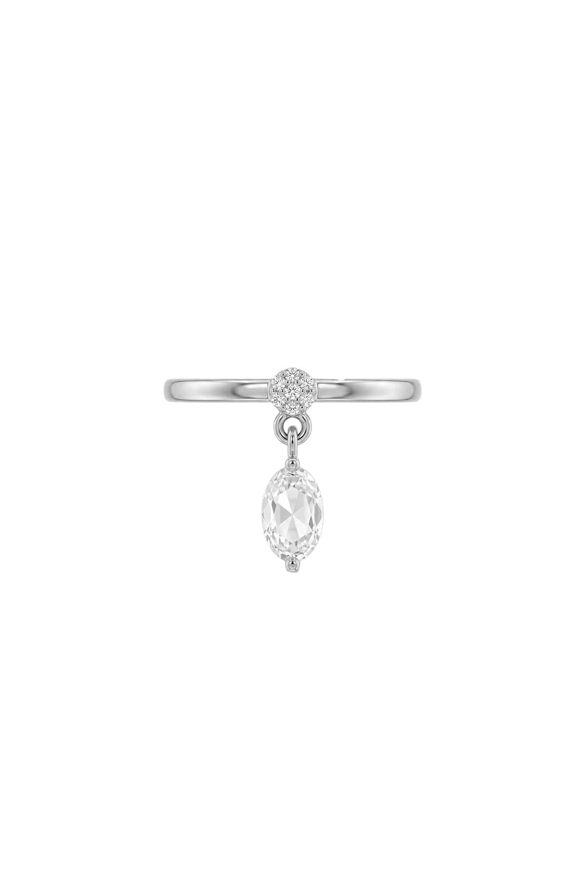 Dangle Collection Oval Zirkon Taşlı Çelik Üzeri Altın Kaplama Yüzük ( Ayarlanabilir )