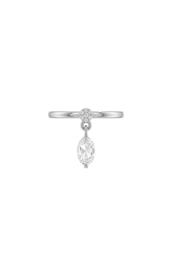 Dangle Collection Oval Zirkon Taşlı Çelik Üzeri Altın Kaplama Yüzük ( Ayarlanabilir )