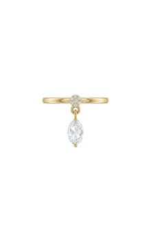 Dangle Collection Oval Zirkon Taşlı Çelik Üzeri Altın Kaplama Yüzük ( Ayarlanabilir )