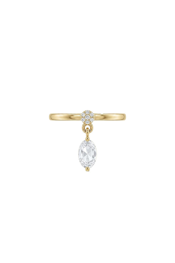 Dangle Collection Oval Zirkon Taşlı Çelik Üzeri Altın Kaplama Yüzük ( Ayarlanabilir )