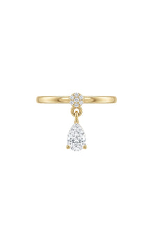 Dangle Collection Damla Zirkon Taşlı Çelik Üzeri Altın Kaplama Yüzük ( Ayarlanabilir )