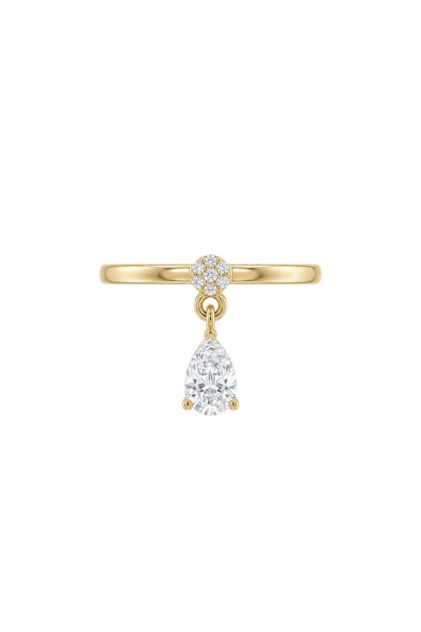 Dangle Collection Damla Zirkon Taşlı Çelik Üzeri Altın Kaplama Yüzük ( Ayarlanabilir )