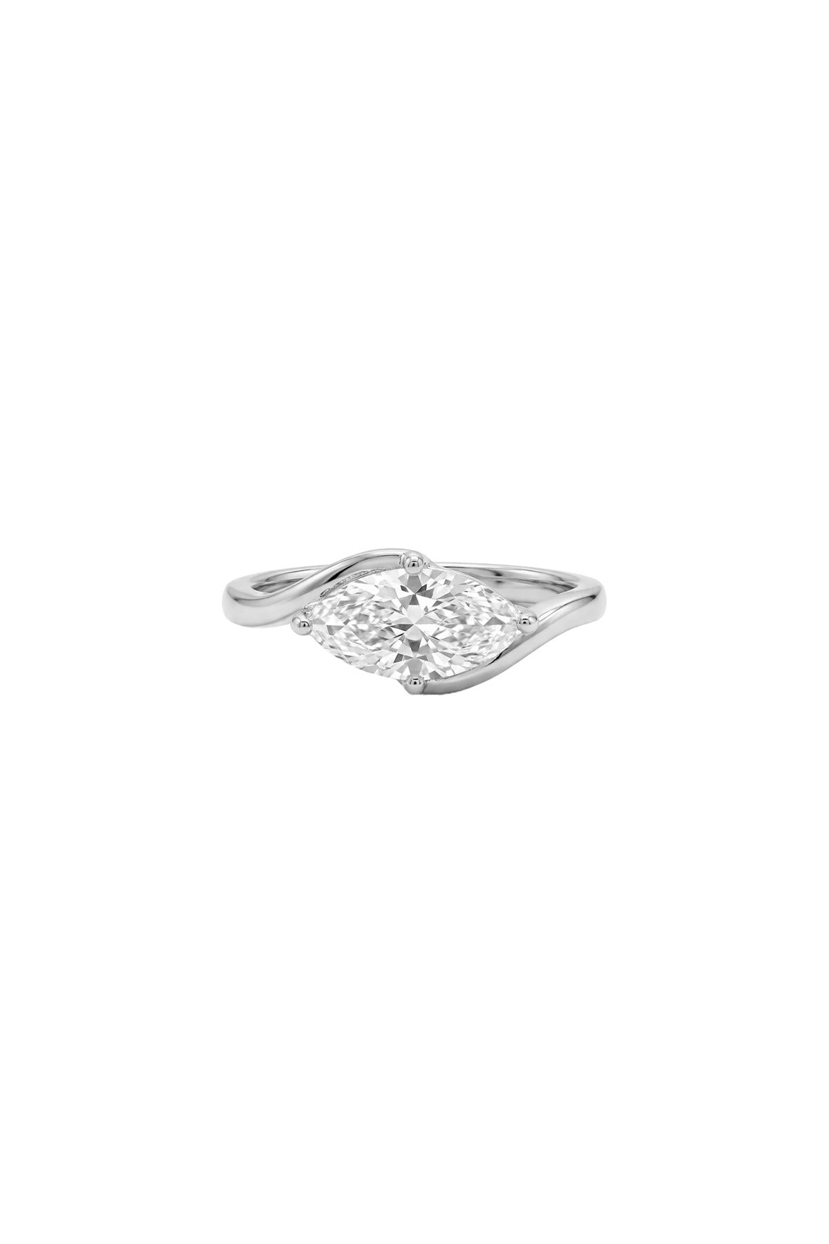 Marquise Twist Zirkon Taşlı Çelik Üzeri Altın Kaplama Yüzük ( Ayarlanabilir )