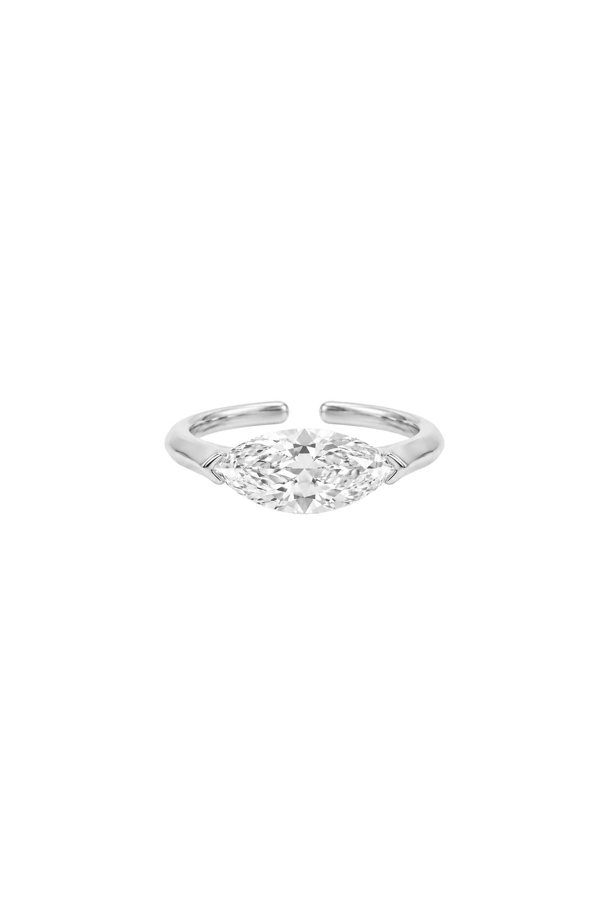 Marquise Solitaire Zirkon Taşlı Çelik Üzeri Altın Kaplama Yüzük ( Ayarlanabilir )