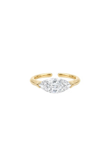 Marquise Solitaire Zirkon Taşlı Çelik Üzeri Altın Kaplama Yüzük ( Ayarlanabilir )