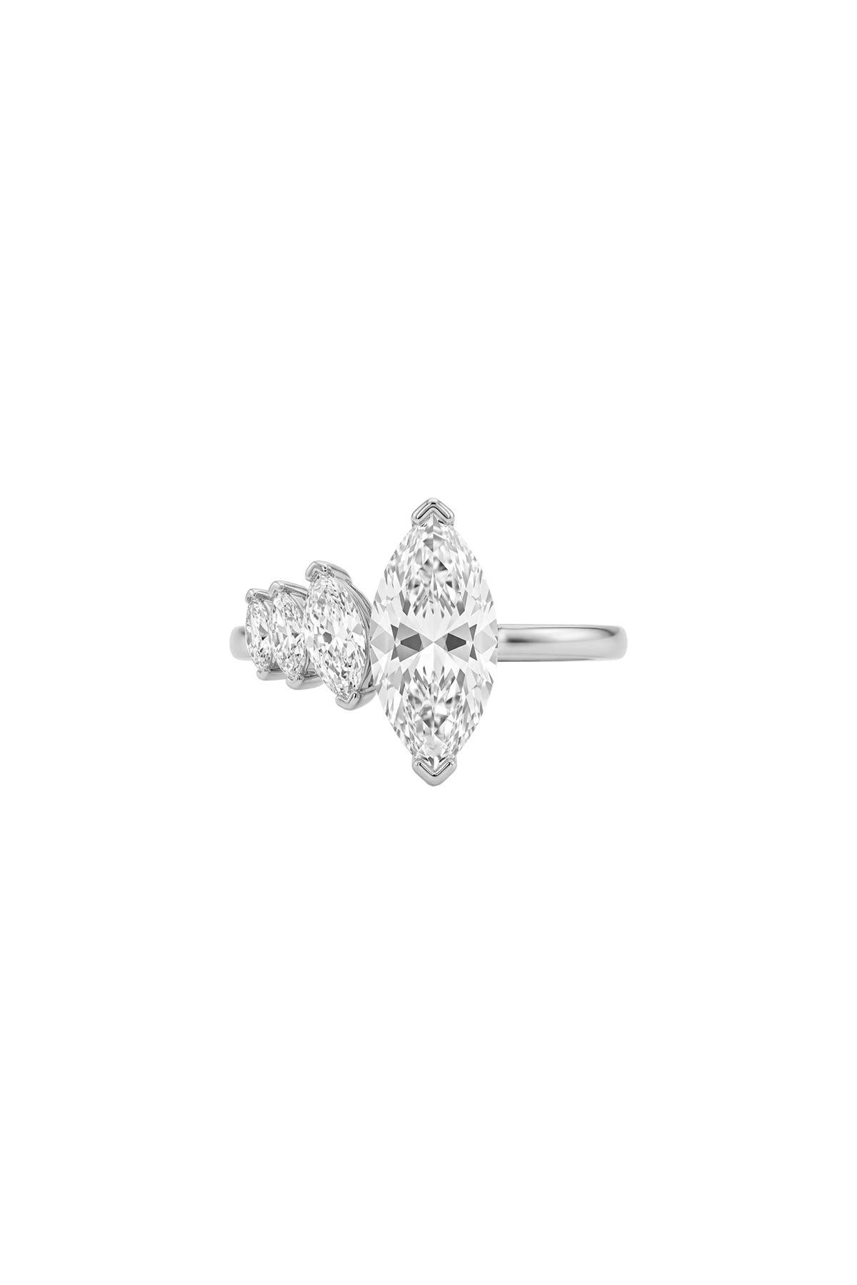 Marquise Cascade Zirkon Taşlı Çelik Üzeri Altın Kaplama Yüzük ( Ayarlanabilir )