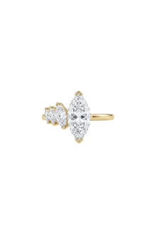 Marquise Cascade Zirkon Taşlı Çelik Üzeri Altın Kaplama Yüzük ( Ayarlanabilir )