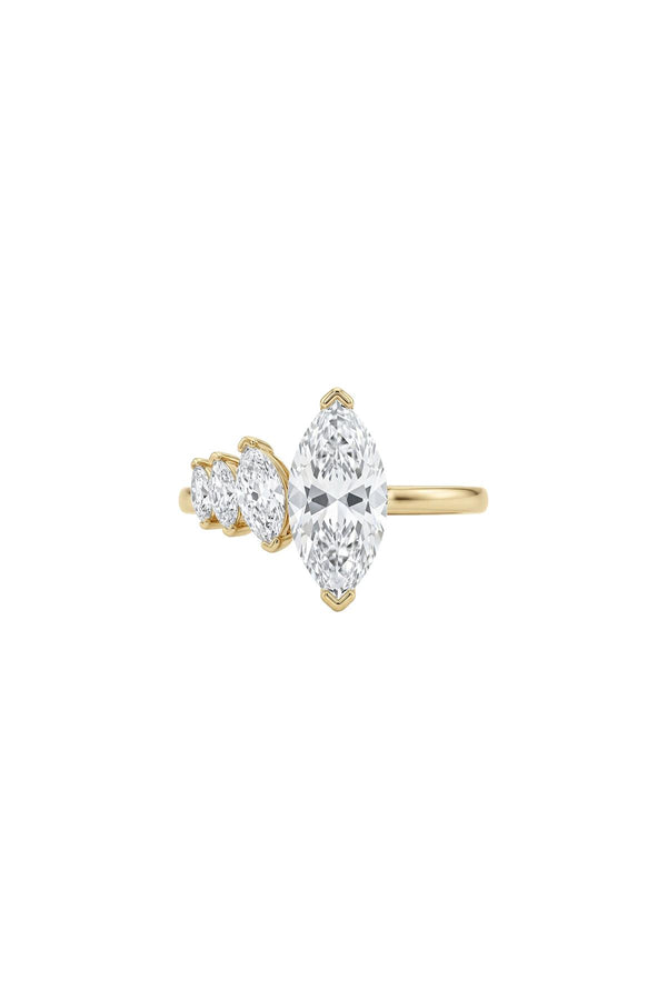 Marquise Cascade Zirkon Taşlı Çelik Üzeri Altın Kaplama Yüzük ( Ayarlanabilir )