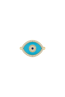 Amulet Turkuaz Mineli Zirkon Taşlı Çelik Üzeri Altın Kaplama Yüzük (Ayarlamalı)