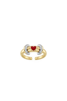 Charm Collection Renkli Taşlı Zirkon Detaylı Çelik Üzeri Altın Kaplama Yüzük ( Ayarlanabilir )