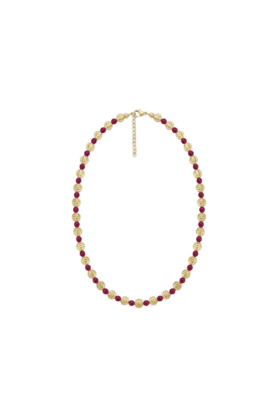 Rouge Taşlı Gold Renkli Kolye