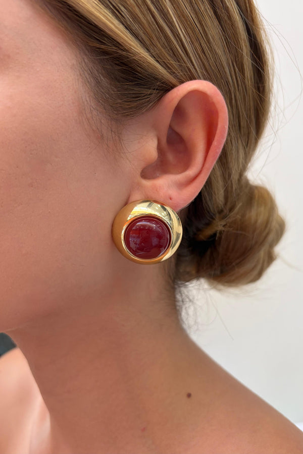 Kadın Çelik gold trin bordo küpe