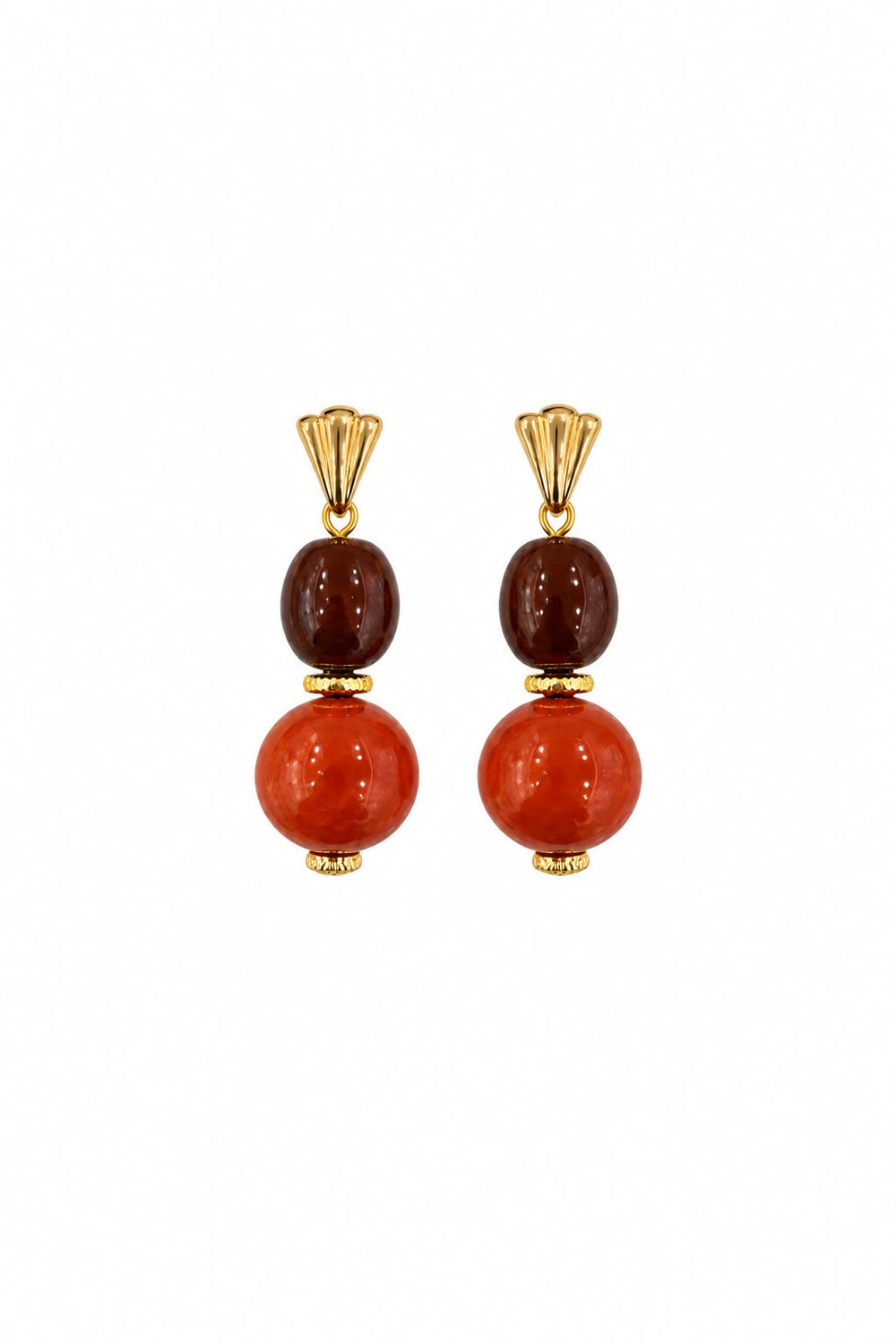MOD Collection Amber Boncuklu Gold Küpe