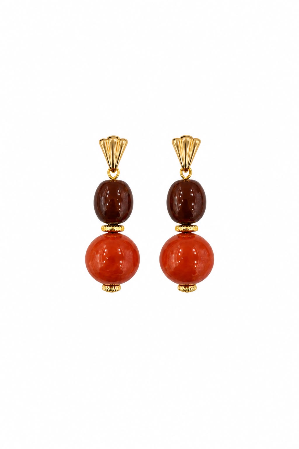 MOD Collection Amber Boncuklu Gold Küpe