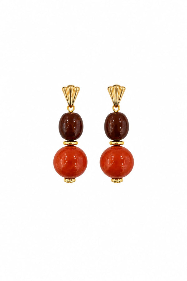 MOD Collection Amber Boncuklu Gold Küpe