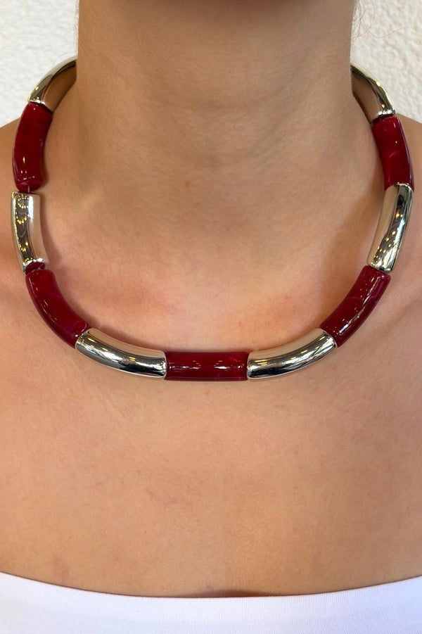 Silver Form Collection Arc Boncuk Kolye - Bordo