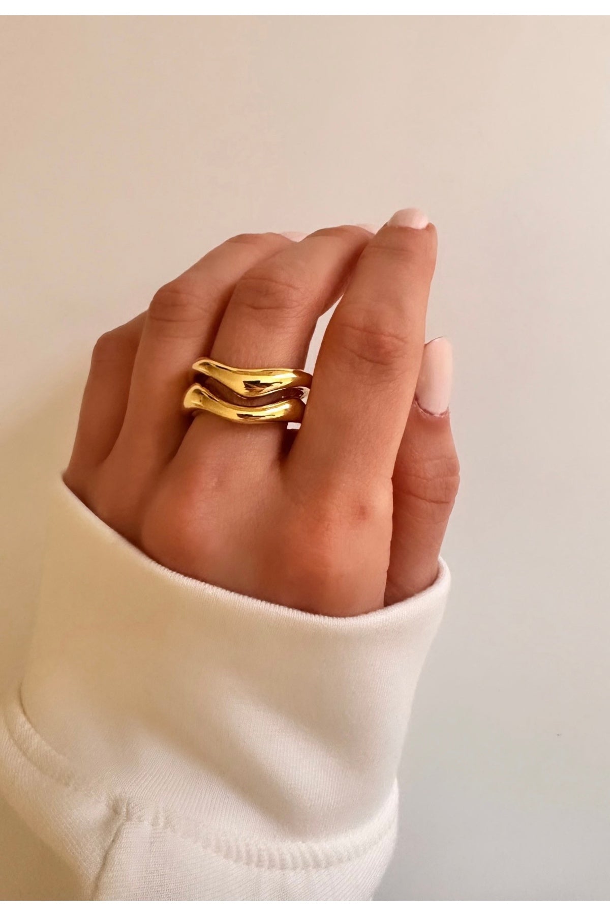 14K Çelik Üzeri Altın Kaplama Ayarlanabilir Basic Yüzük