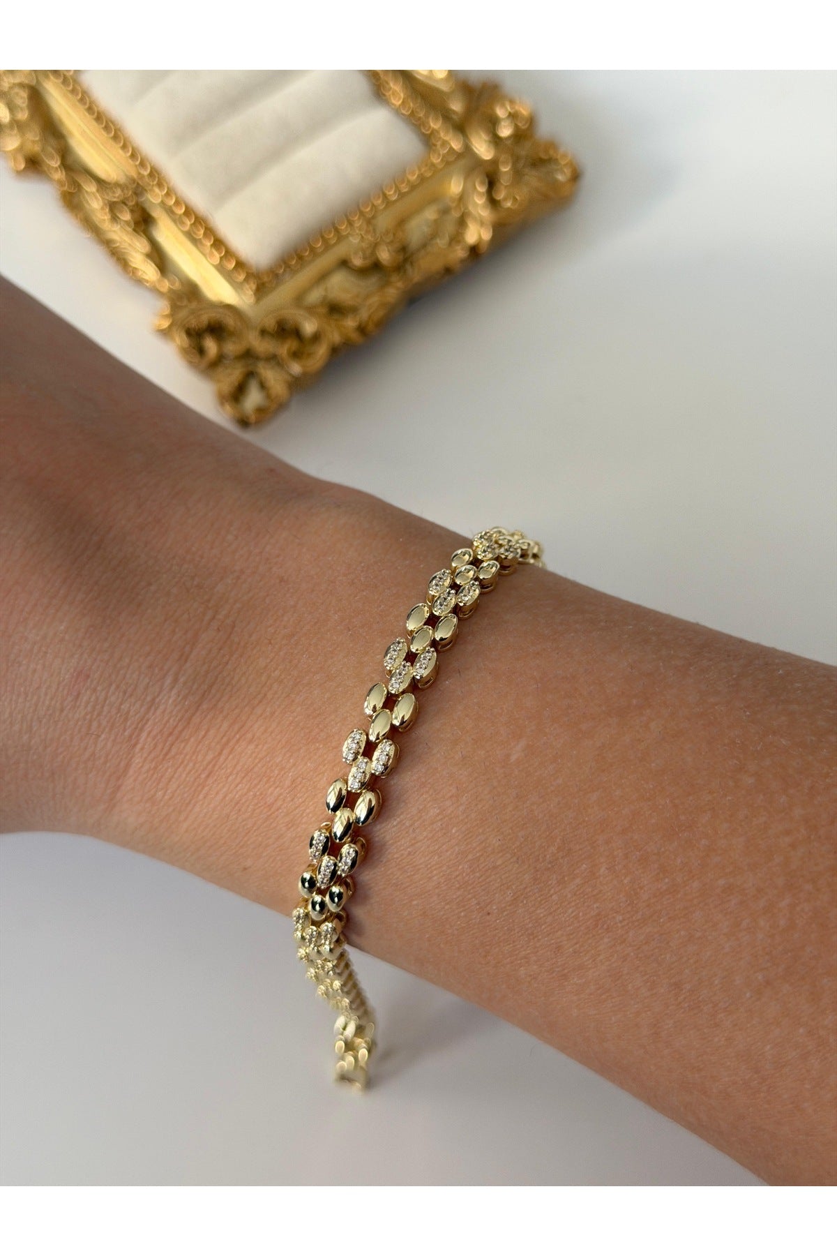 Çelik zirkon tasarım bileklik