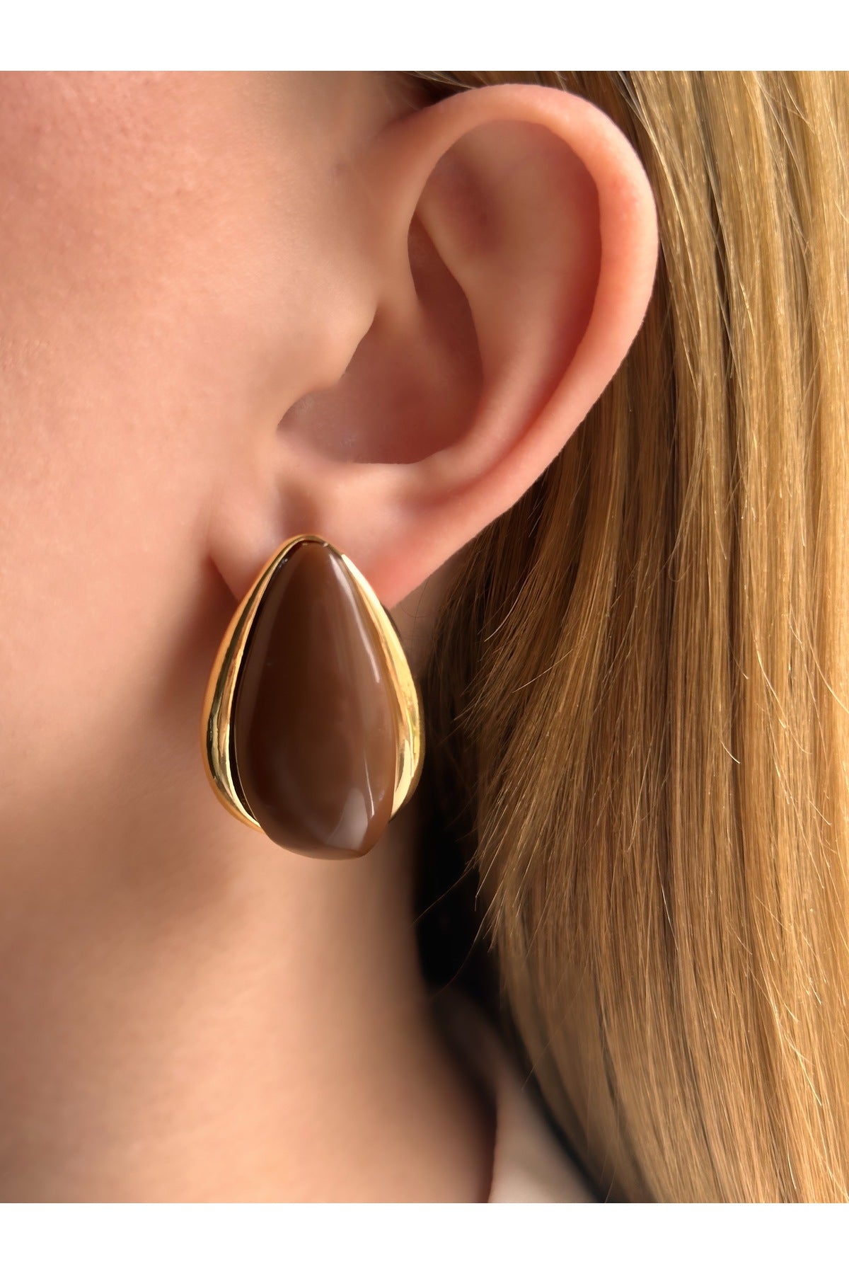 Çelik kahve aren küpe