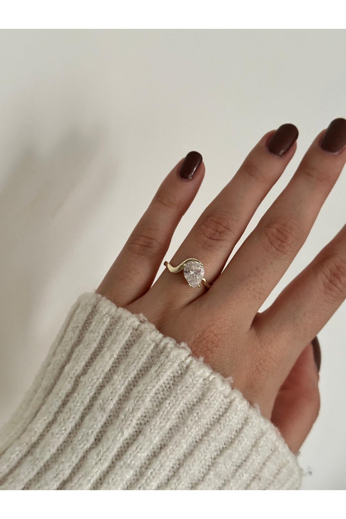 Çelik damla taş yüzük ayarlanabilir