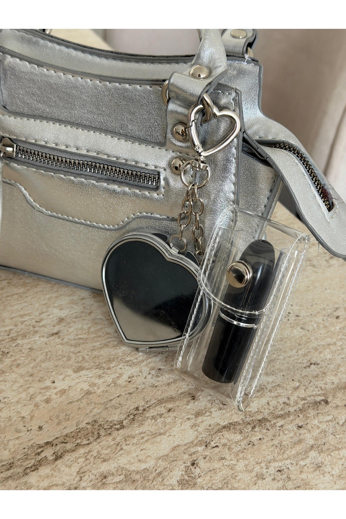 Kadın Gloss ayna çanta Charm çanta aksesuarı