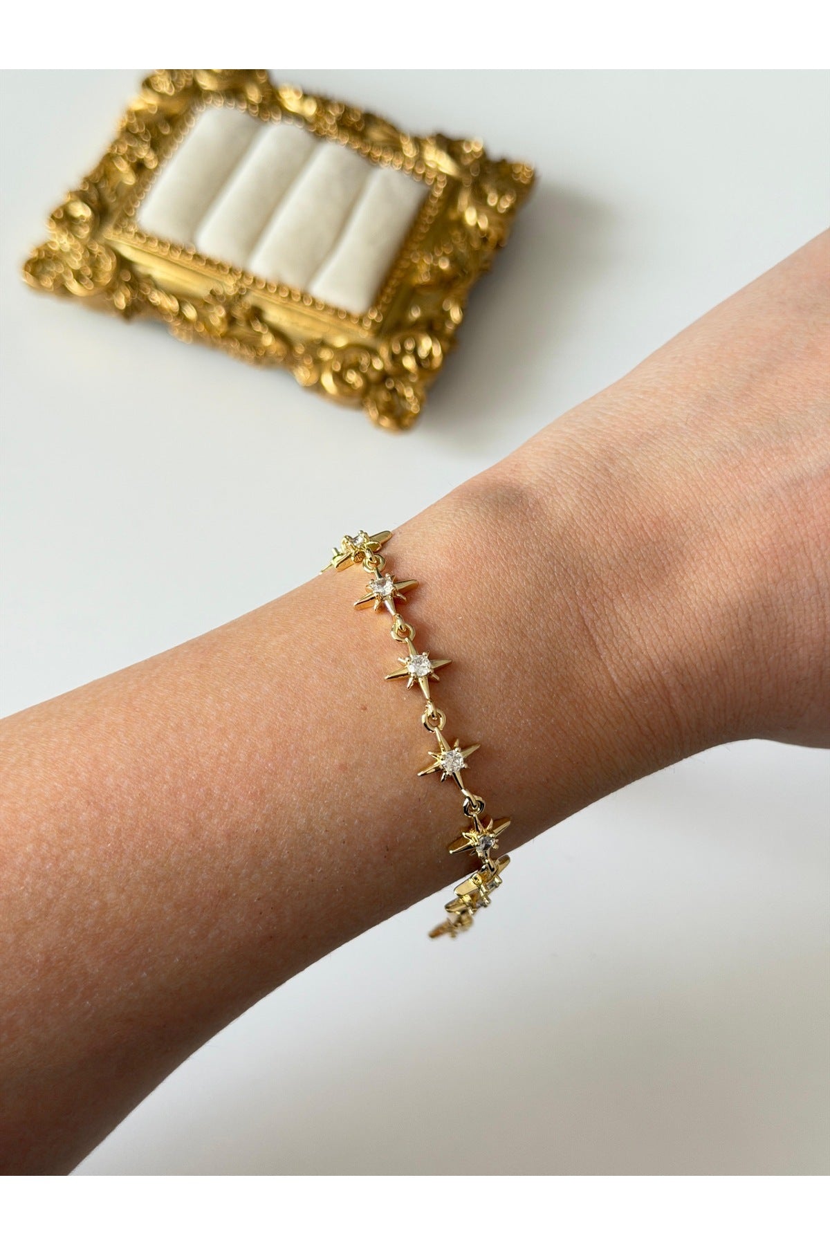 Çelik gold zirkon kutup yıldız bileklik