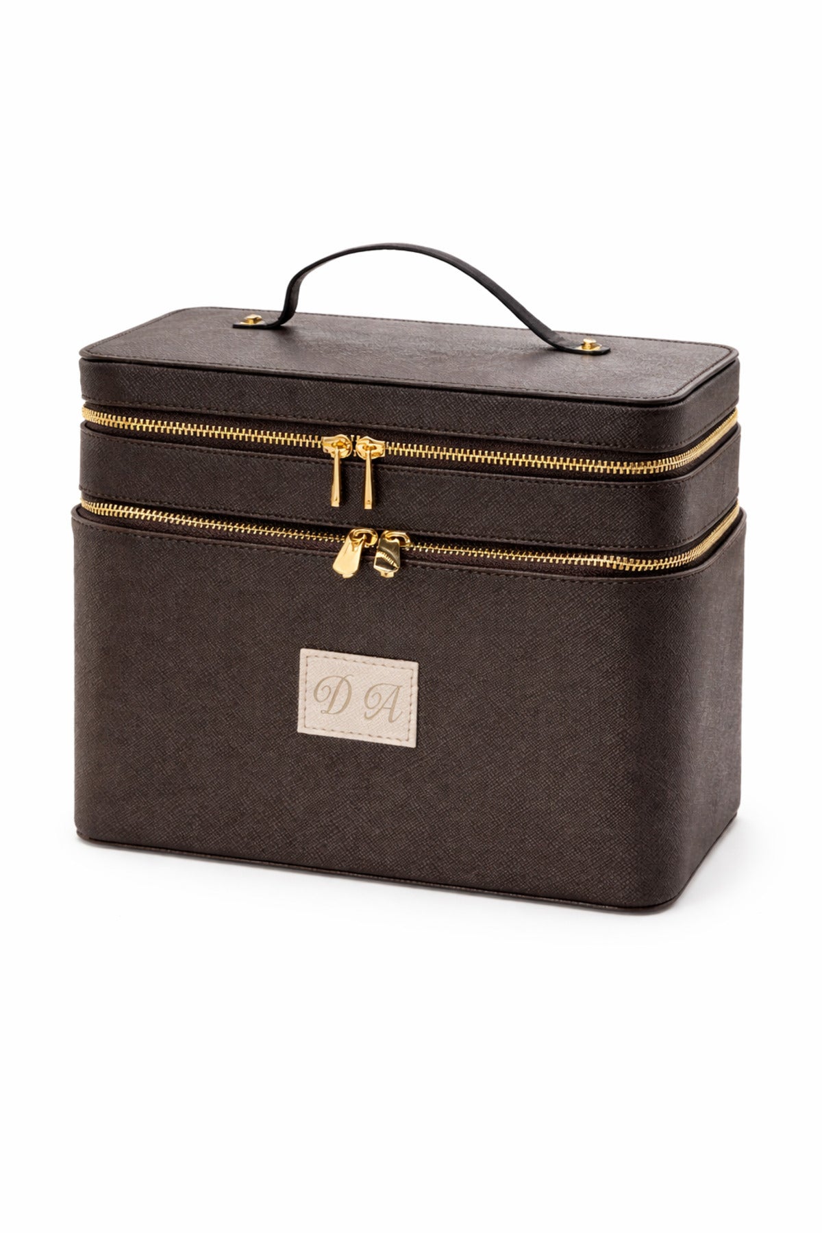 Kişiye özel isim yazılı suni deri büyük boy takı mücevher ve makyaj çantası - organizer box