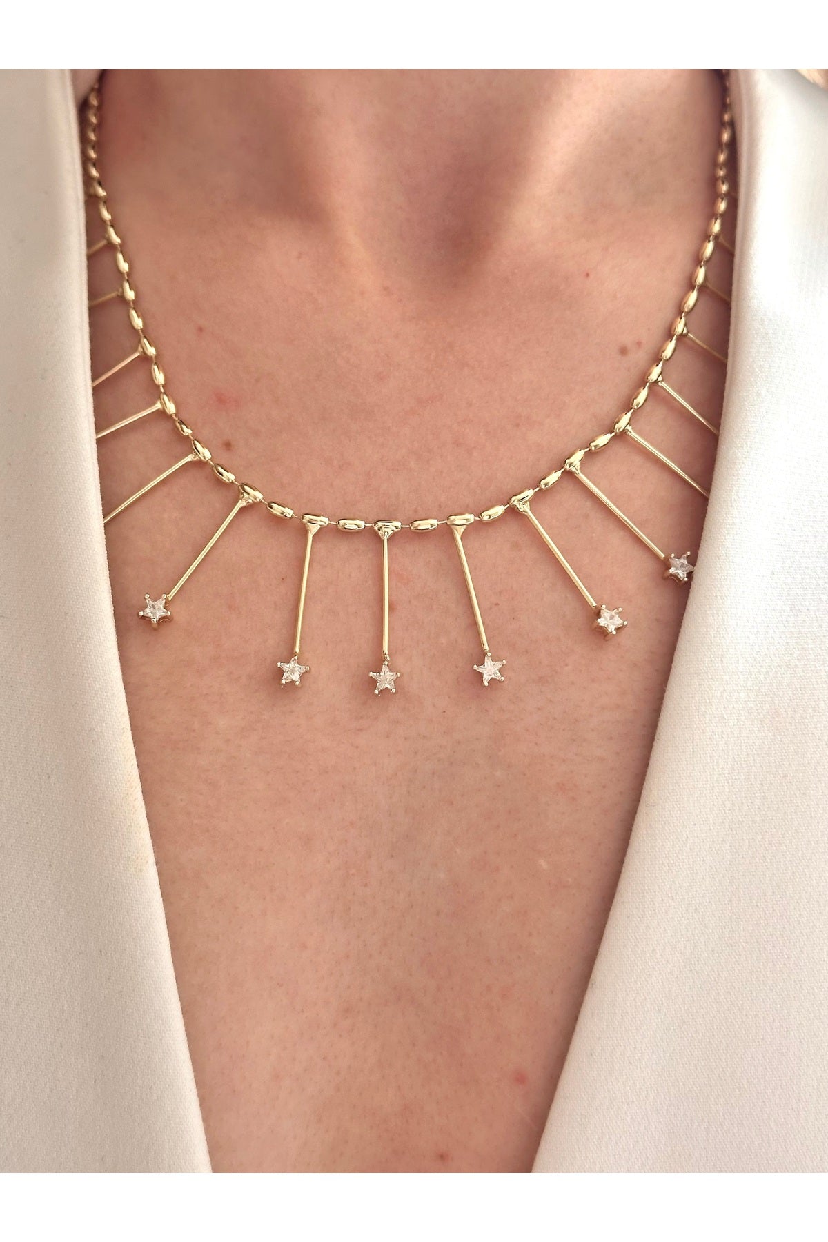 14K Altın Kaplama Özel Seri Tam Tur Yıldız Kolye