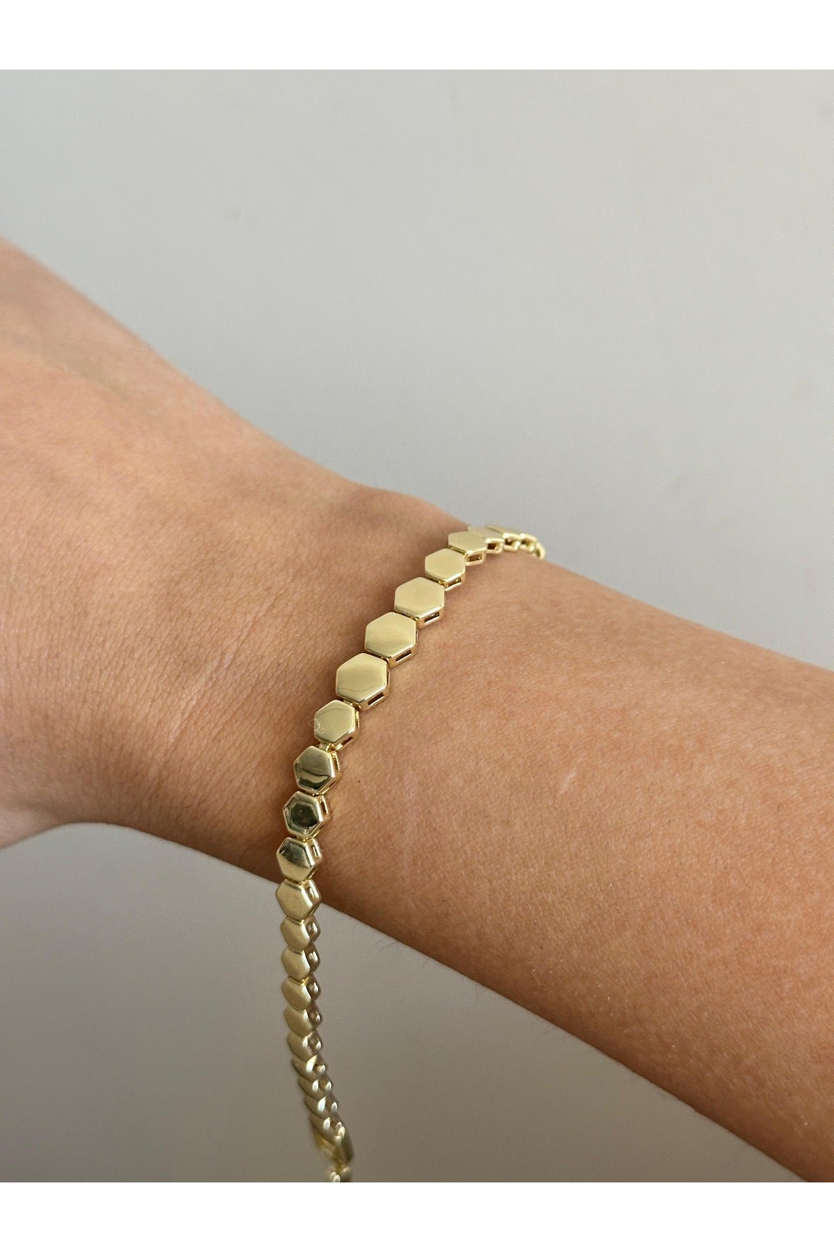 Çelik üzeri altın kaplama özel seri petek bileklik