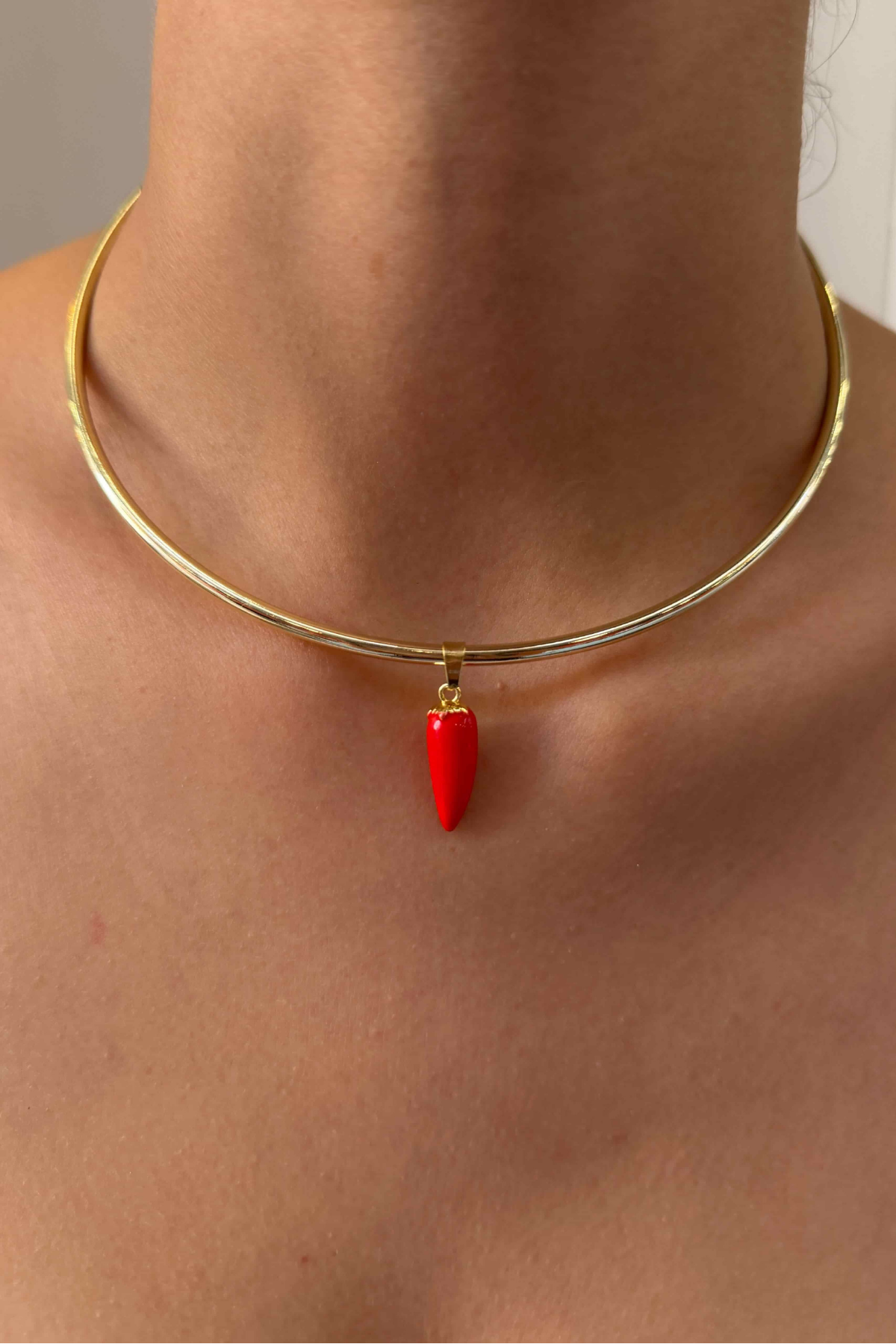 Çelik Şans Biber Choker Kolye