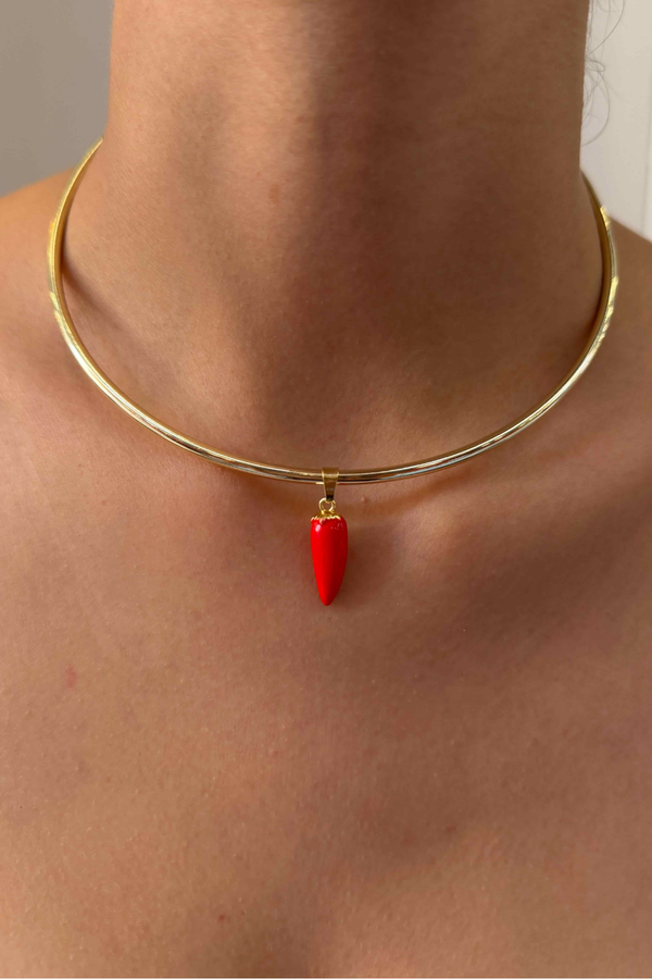 Çelik Şans Biber Choker Kolye