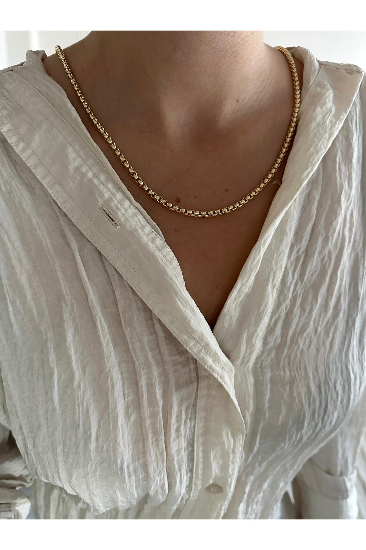 14K Çelik Üzeri Altın Kaplama Kuyumcu İşçiliği Zincir