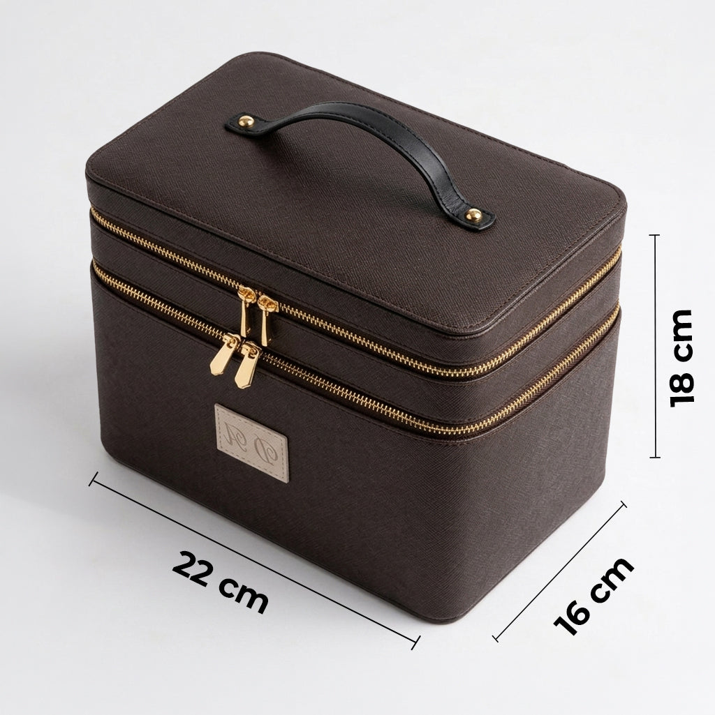 Kişiye özel isim yazılı suni deri büyük boy takı mücevher ve makyaj çantası - organizer box