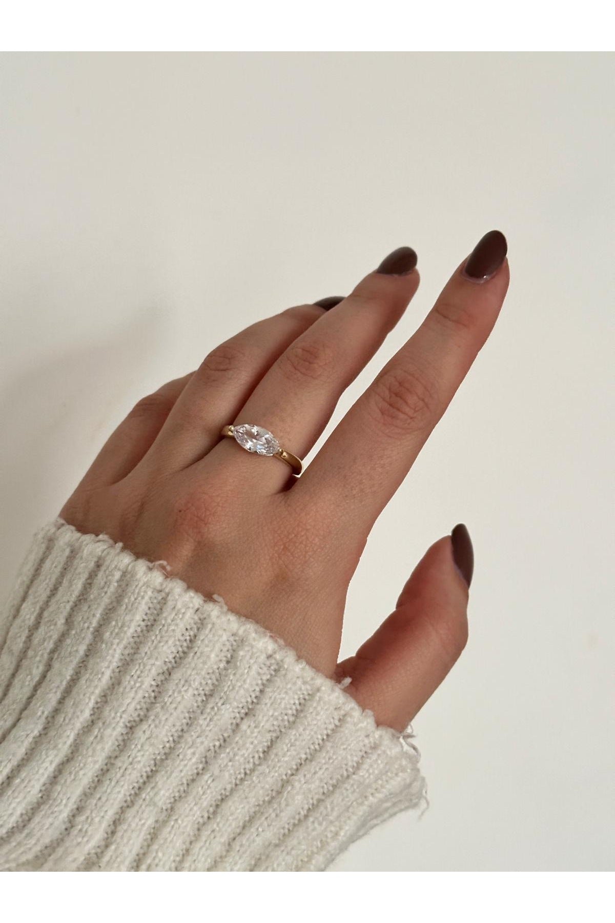 Çelik damla taş yüzük ayarlanabilir