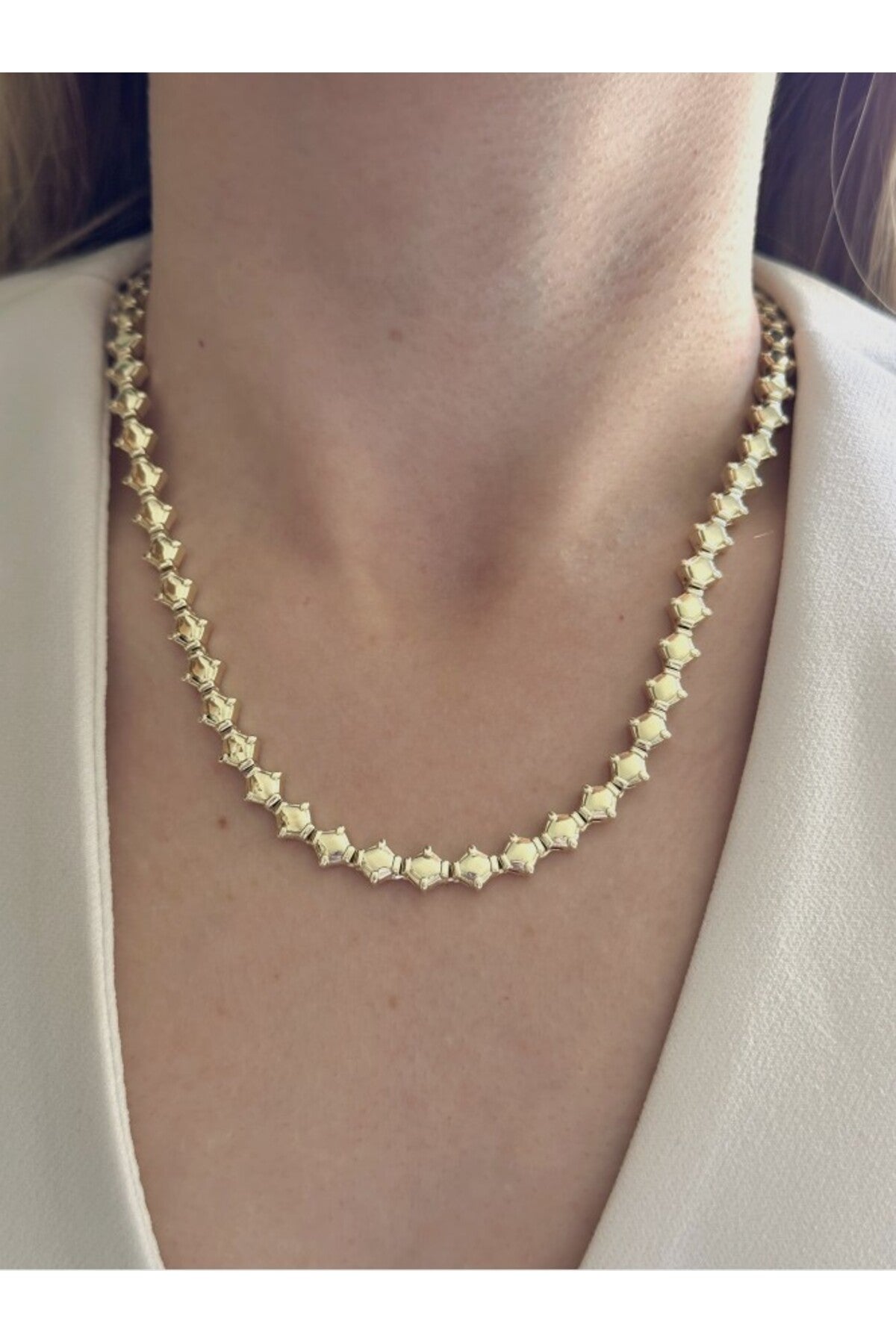 14K Çelik Üzeri Altın Kaplama Özel Seri Tam Tur Kolye