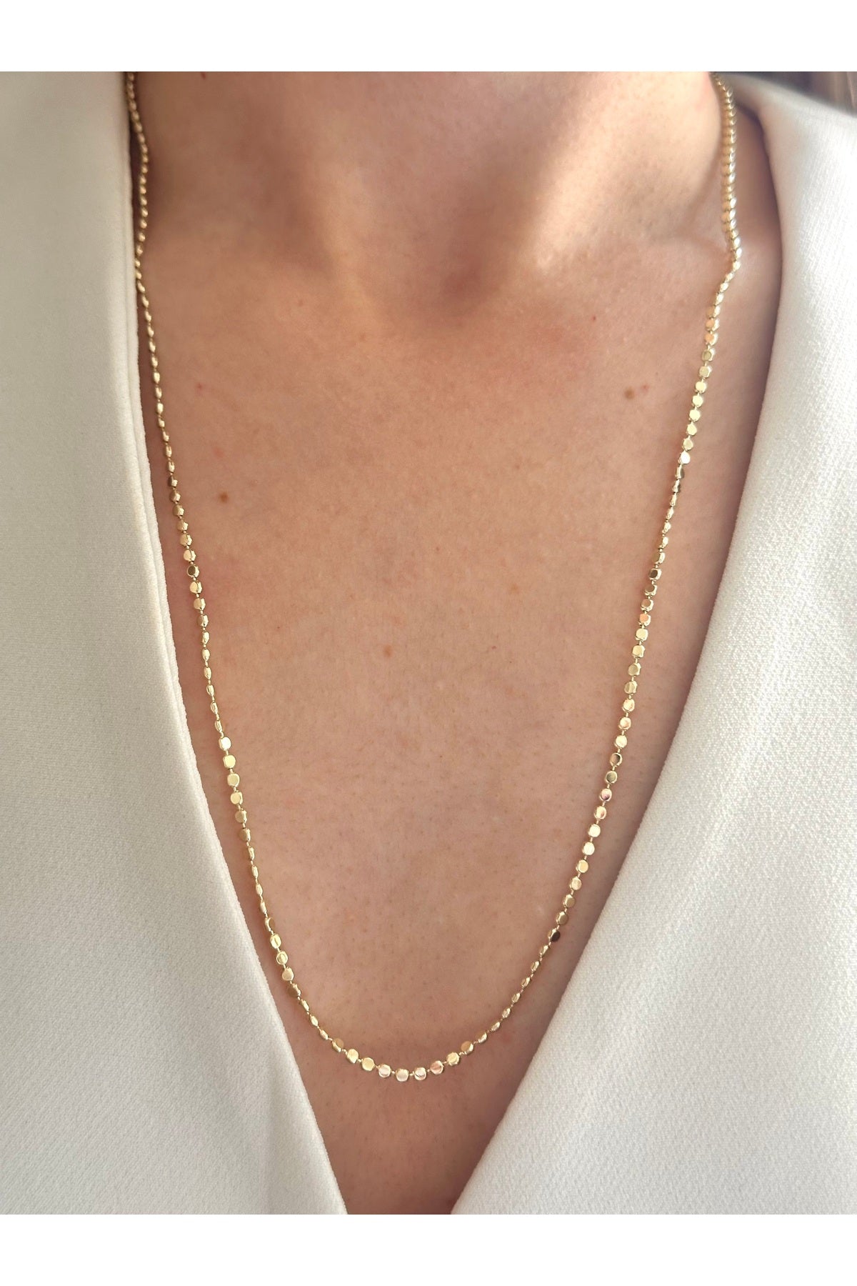 Çelik üzeri altın kaplama 60 cm ezme zincir