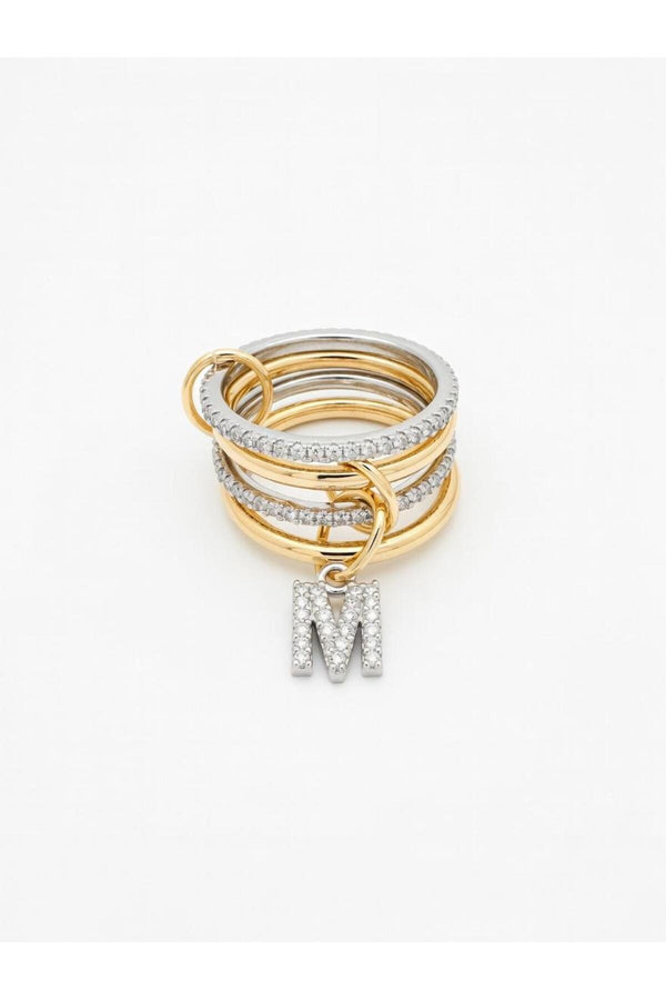 14K Çelik Üzeri Altın Kaplama 4 Sıralı Gold Gümüş Harfli Sipiral Yüzük 16(8) Numara