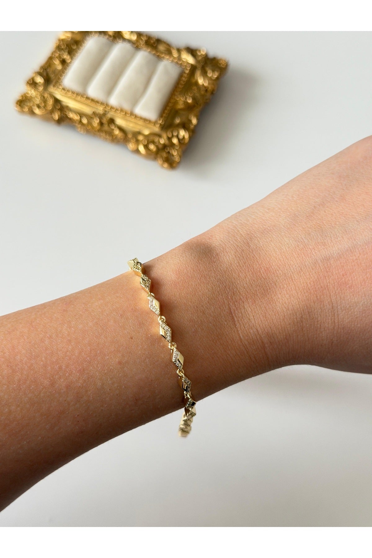 Çelik gold baklava model bileklik