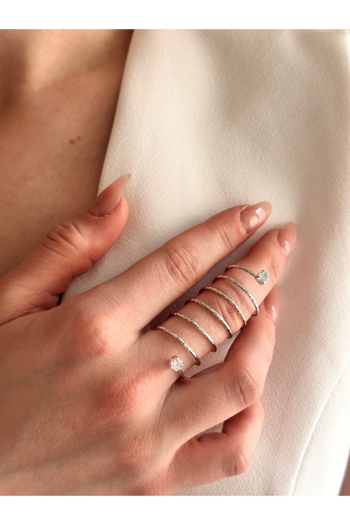 Çelik tasarım spiral yüzük ayarlanabilir